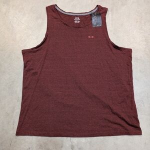 NWT Oakley Men's 2XL Red Tank Top Heather Logo Embroidered